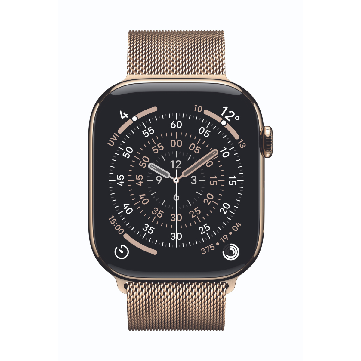 Apple Watch Series 11 Cellular 46mm Gold Titan Gehäuse mit Gold Milanaise Armband - S/M Wearables Produkt Bild 2