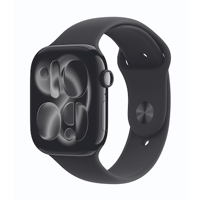 Apple Watch Series 11 Cellular 46mm Diamantschwarz Aluminium Geh mit Schwarz Sport Band - M/L