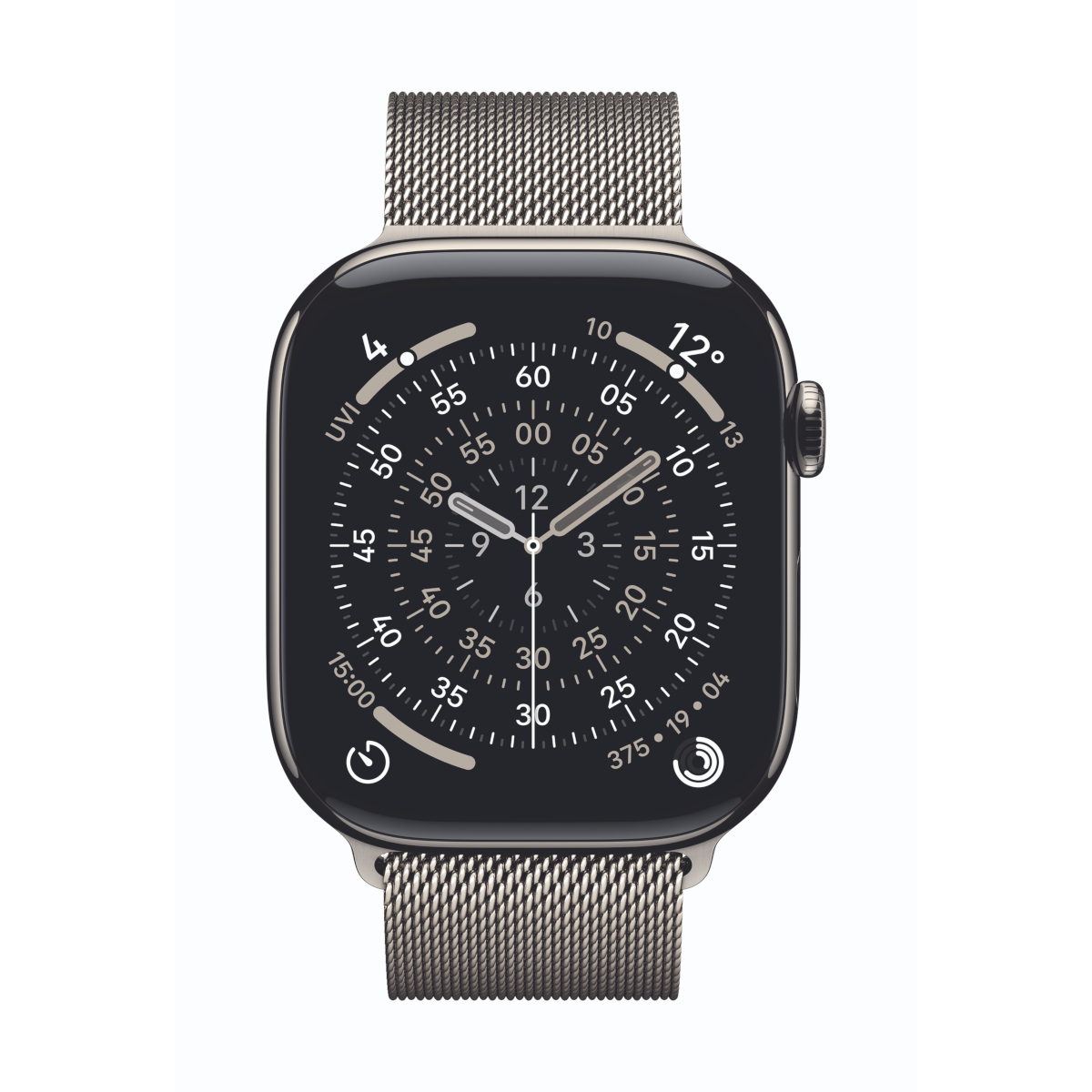 Image of Apple Watch Series 11 Cellular 46mm Natur Titan Gehäuse mit Natur Milanaise Armband - M/L