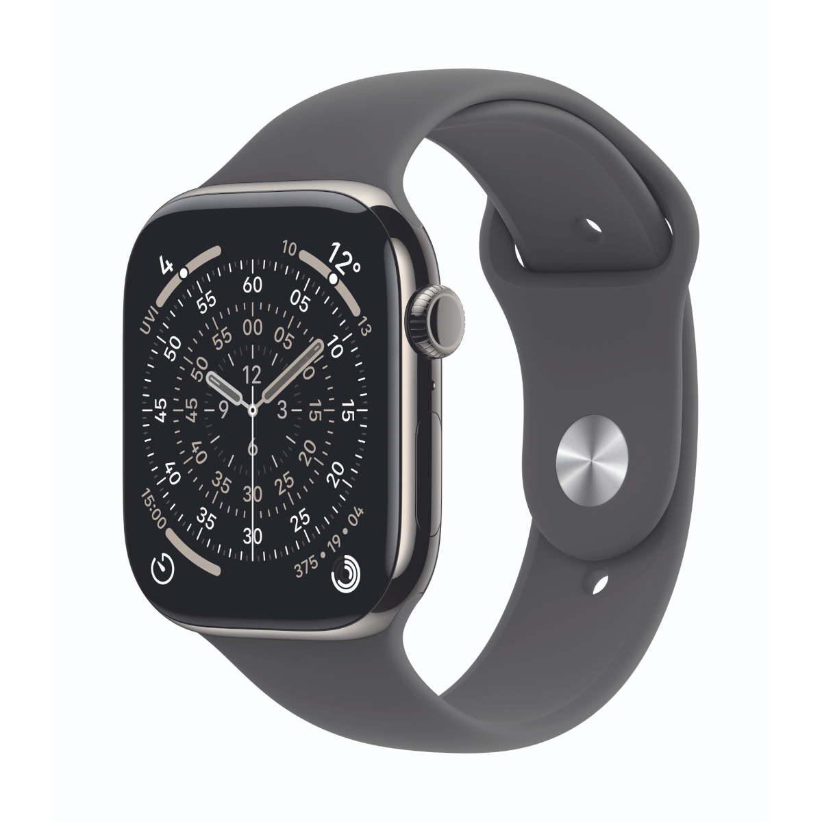 Apple Watch Series 11 Cellular 46mm Natur Titan Gehäuse mit Steingrau Sport Band - S/M