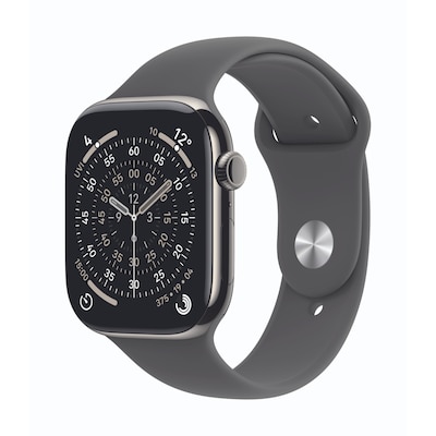Apple Watch Series 11 Cellular 46mm Natur Titan Gehäuse mit Steingrau Sport Band - S/M