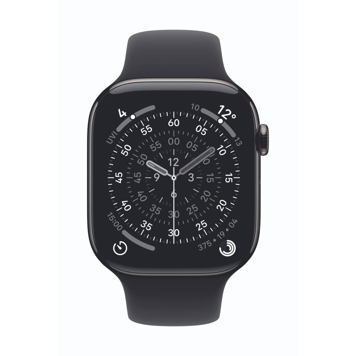 Apple Watch Series 11 Cellular 46mm Schiefer Titan Gehäuse mit Schwarz Sport Band - M/L - Farbe: Anthrazit