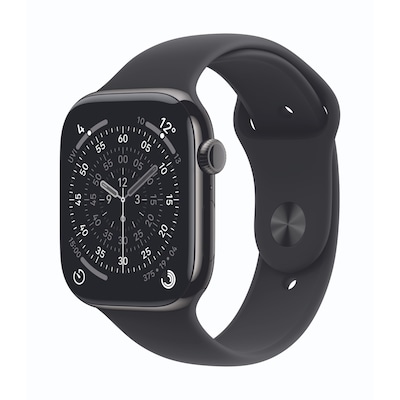 Apple Watch Series 11 Cellular 46mm Schiefer Titan Gehäuse mit Schwarz Sport Band - M/L