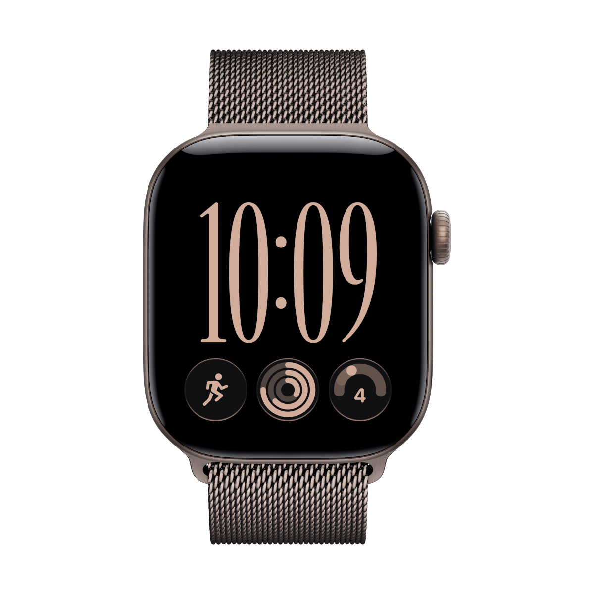 Apple Watch Series 12 42mm - Dunkelbronze Aluminium Case Dunkelbronze Milanaise Armband - Farbe: Bronze