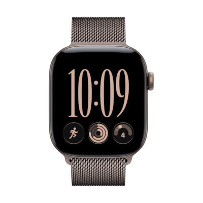 Apple Watch Series 12 Cellular 42mm - Dunkelbronze Aluminium Case Dunkelbronze Milanaise Armband - Farbe: Bronze