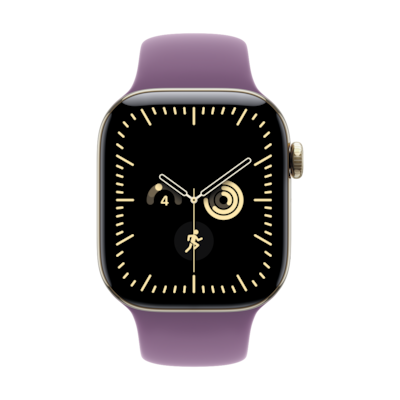 Apple Watch Series 12 Cellular 42mm - Brillantgold Titan Case Burgunder Sport Band - S/M - Farbe: Gold
