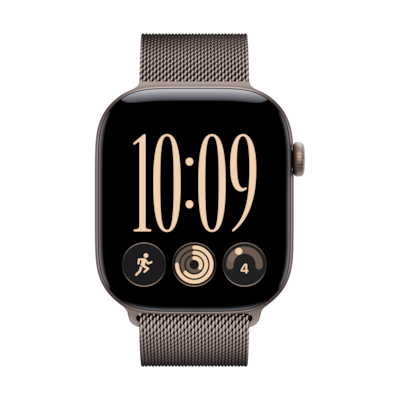 Apple Watch Series 12 Cellular 46mm - Dunkelbronze Aluminium Case Dunkelbronze Milanaise Armband - M/L - Farbe: Bronze