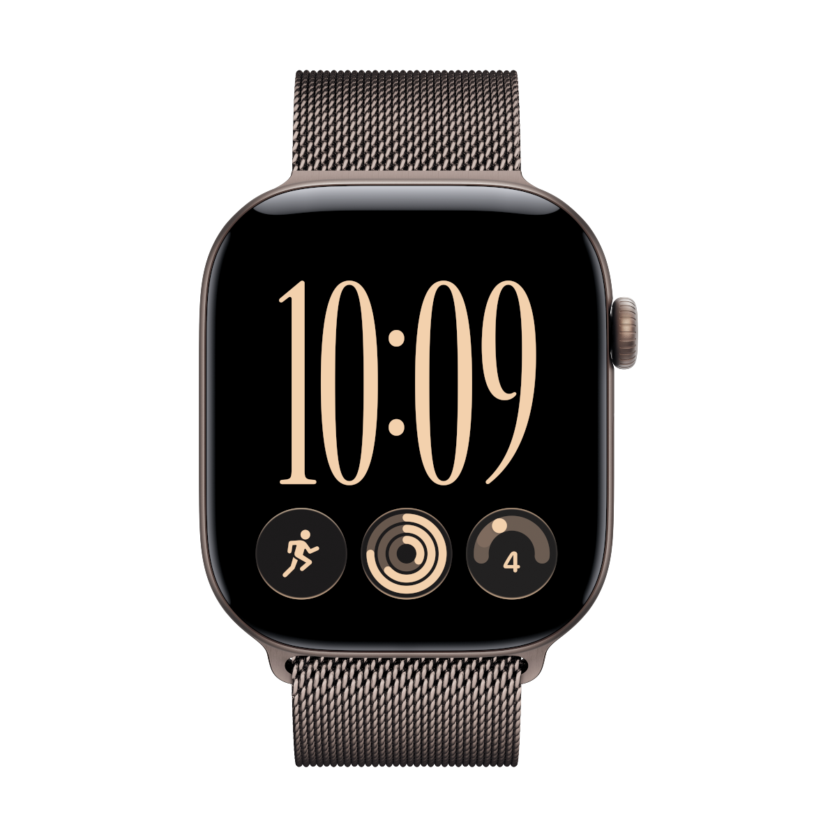 Apple Watch Series 12 46mm - Dunkelbronze Aluminium Case Dunkelbronze Milanaise Armband - M/L - Farbe: Bronze