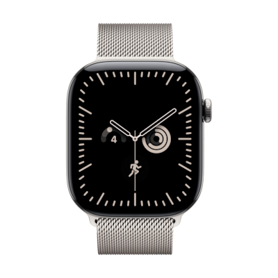 Apple Watch Series 12 Cellular 46mm - Natur Titan Case Natur Milanaise Armband - S/M