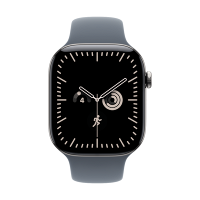 Apple Watch Series 12 Cellular 46mm - Natur Titan Case Navyblau Sport Band - M/L