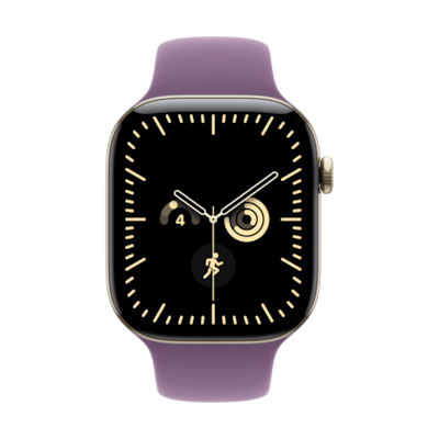 Apple Watch Series 12 Cellular 46mm - Brillantgold Titan Case Burgunder Sport Band - M/L - Farbe: Gold