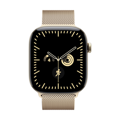 Apple Watch Series 12 Cellular 46mm - Brillantgold Titan Case Brillantgold Milanaise Armband - S/M - Farbe: Gold