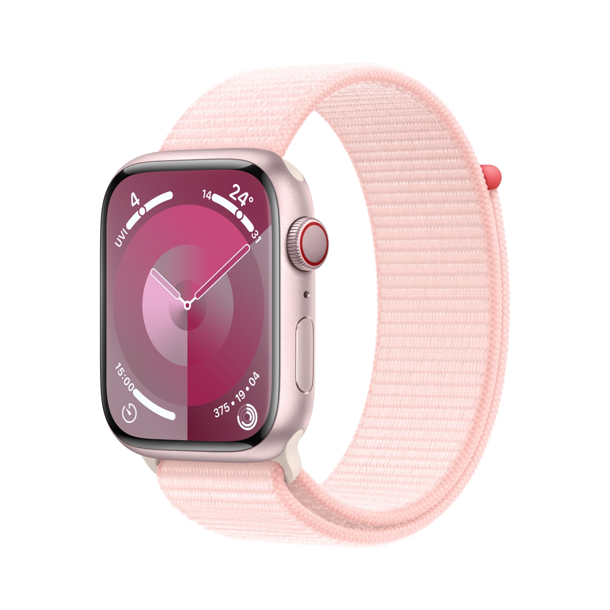 AppleWatch S9 Aluminium Cellular 45mm Pink MRMM3QF/A Sport Loop Hellrosa