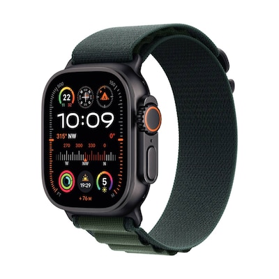 Thumbnail - Apple Watch Ultra 2 Schwarz Titanium Alpine Loop Dunkelgrün M 2024 GPS + Cellular 49mm