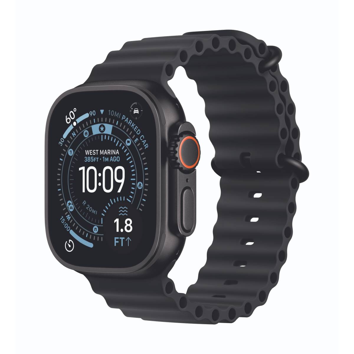 Apple Watch Ultra 3 Cellular 49mm Schwarz Titan Gehäuse mit Schwarz Ocean Band Wearables Produkt Bild 2