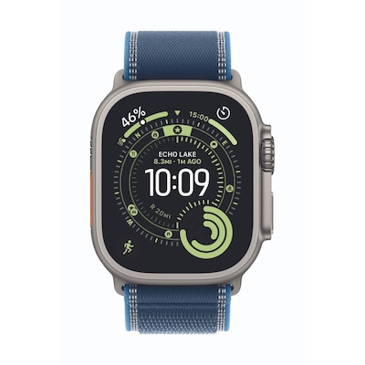 Apple Watch Ultra 3 Cellular 49mm Natur Titan Gehäuse mit Blau/Hellblau Trail Loop - S/M