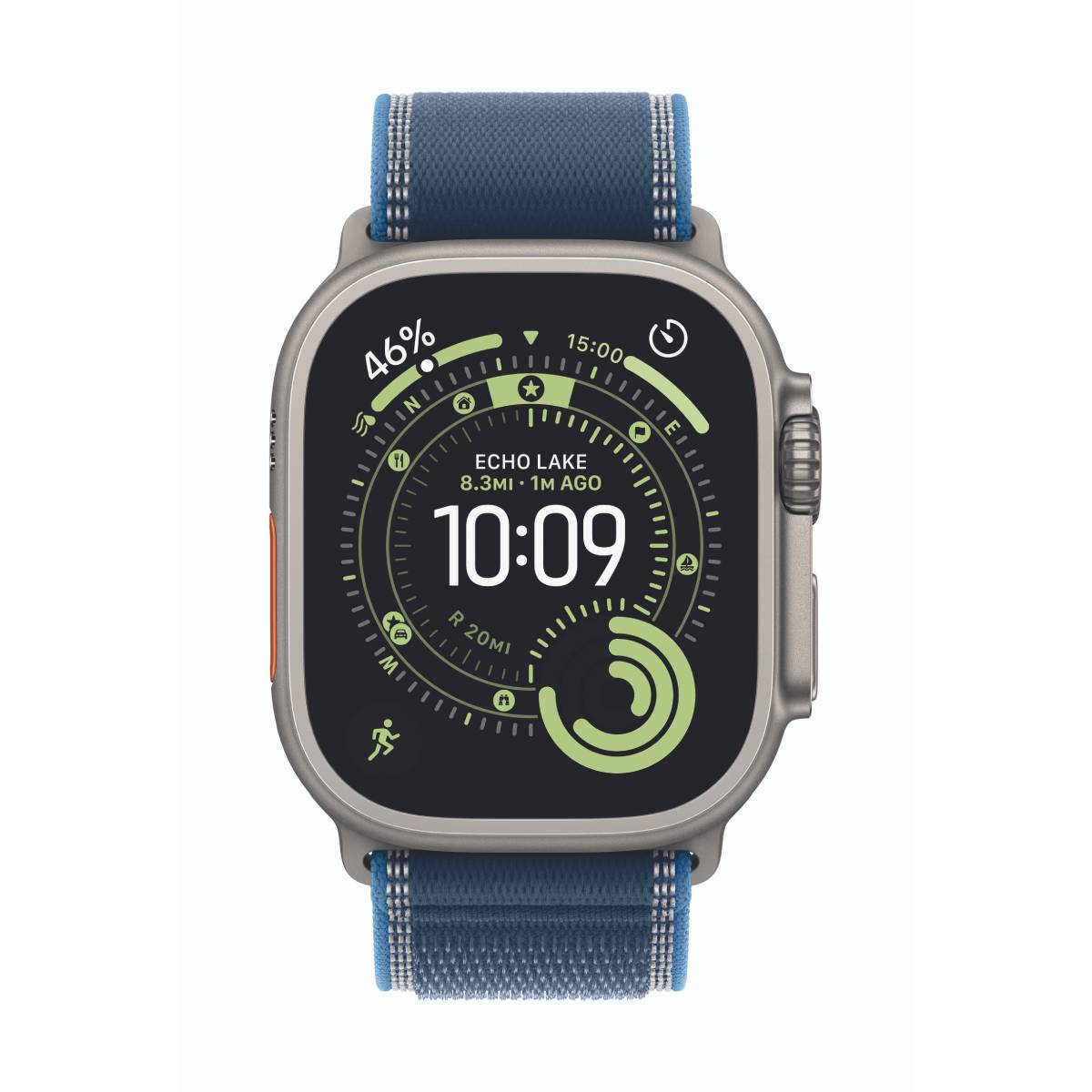 Image of Apple Watch Ultra 3 Cellular 49mm Natur Titan Gehäuse mit Blau/Hellblau Trail Loop - M/L