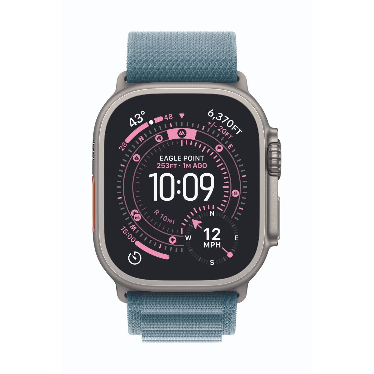 Apple Watch Ultra 3 Cellular 49mm Natur Titan Gehäuse mit Hellblau Alpine Loop - Medium
