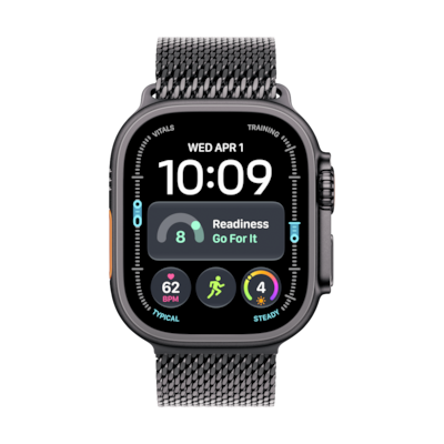 Apple Watch Ultra 4 Cellular 49mm Schwarz Titan Case Schwarz Titan Case Schwarz Titan Milanaise Band- M