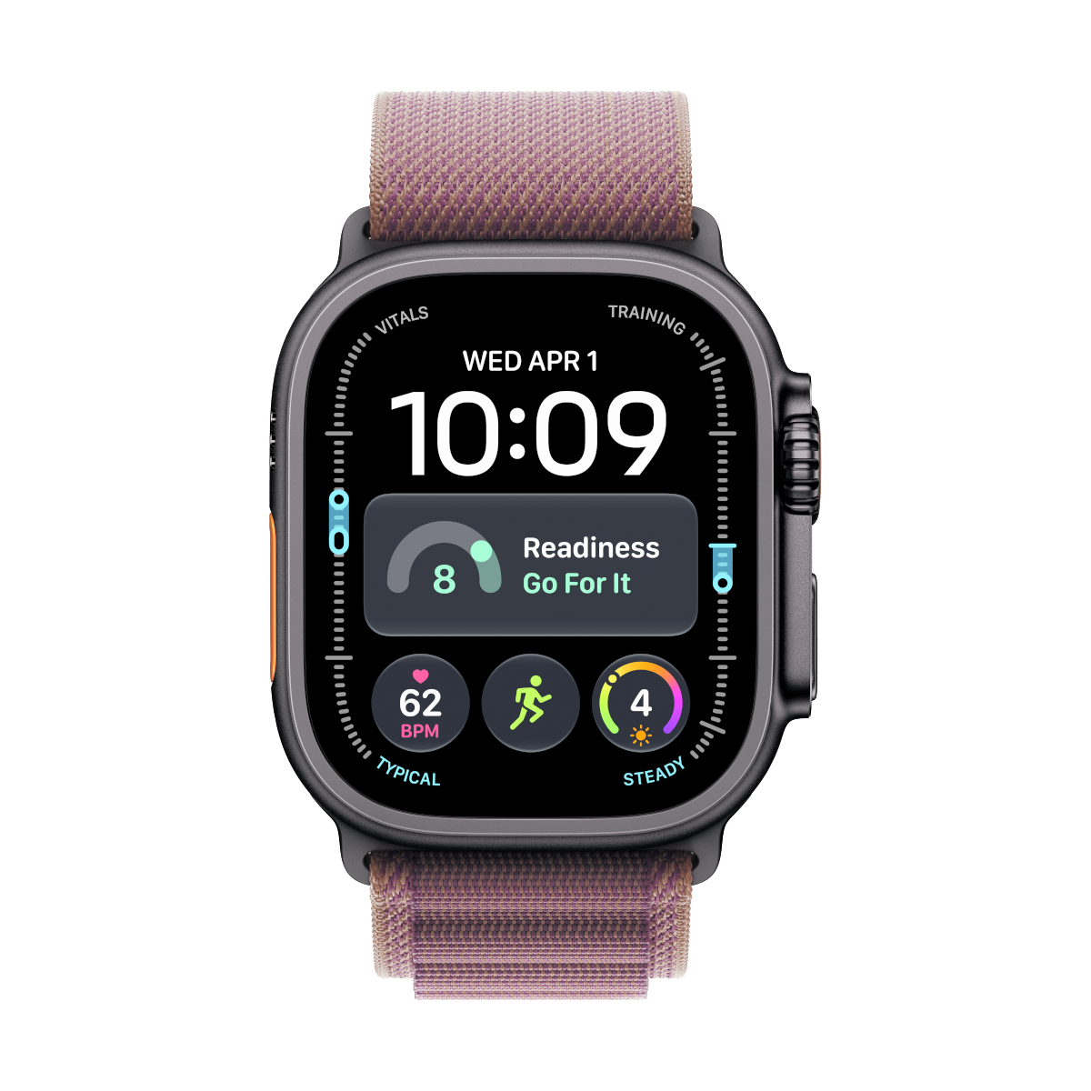 Image of Apple Watch Ultra 4 (49mm) GPS+5G Smartwatch Titan mit Alpine Loop Armband (L) schwarz/burgunder