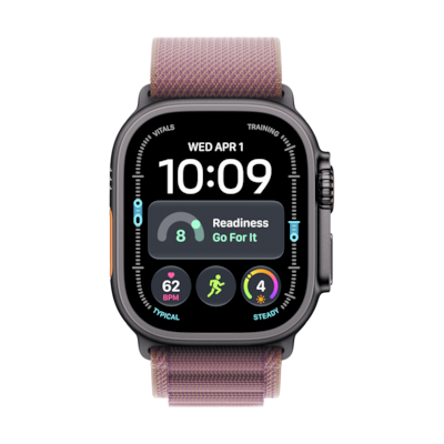 Apple Watch Ultra 4 Cellular 49mm Schwarz Titan Case Schwarz Titan Case Burgunder Alpine Loop - M