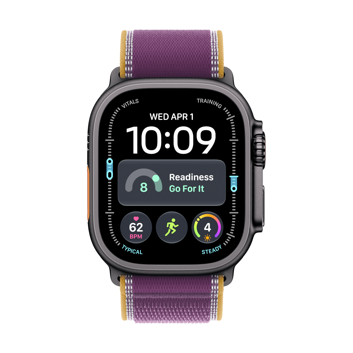 Apple Watch Ultra 4 Cellular 49mm Schwarz Titan Case Schwarz Titan Case Burgunder Trail Loop - S/M