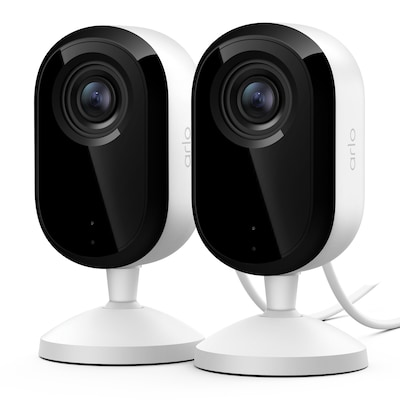 Arlo Essential 3 2K Indoor-Kamera Weiß 2er Set 3MP (2304x1296), WLAN, Netzteil, Indoor, Zwei-Wege-Audio, Auto. Objektiv-Abdeckung