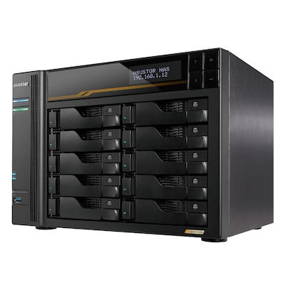 Asustor Lockerstor 10 Gen3 NAS 10-Bay AMD Ryzen V3C14 CPU, 16GB ECC DDR5 RAM, 0/10 HDD/SSD