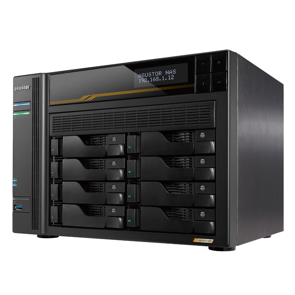 Asustor Lockerstor 8 Gen3 NAS 8-Bay AMD Ryzen V3C14 CPU, 16GB ECC DDR5 RAM, 0/8 HDD/SSD