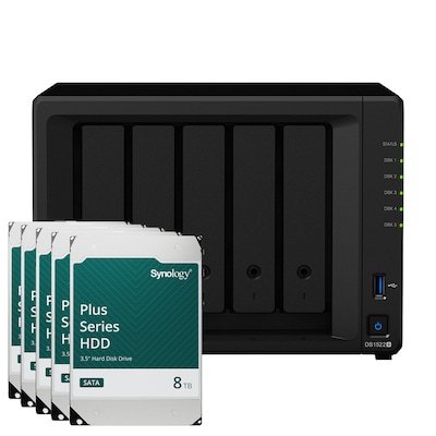 Thumbnail - Synology DS1522+ 40TB Plus HDD NAS-Bundle NAS inkl. 5x 8TB Synology Plus HDD 3.5 Zoll SATA Festplatte
