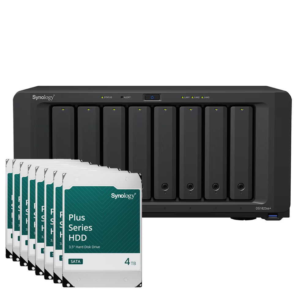 Synology DS1823xs+ 32TB Plus HDD NAS-Bundle NAS inkl. 8x 4TB Synology Plus HDD 3.5 Zoll SATA Festplatte