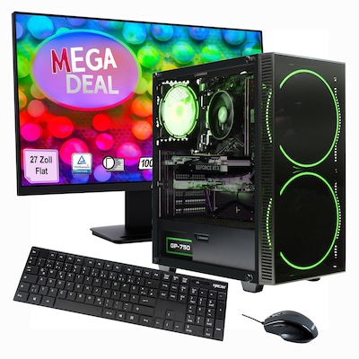 Hyrican Gaming-PC + MSI PRO MP273ADE SET AMD Ryzen 7 5700X, 32GB DDR4 RAM, 1TB M.2 SSD, NVIDIA GeForce RTX 4060, Windows...