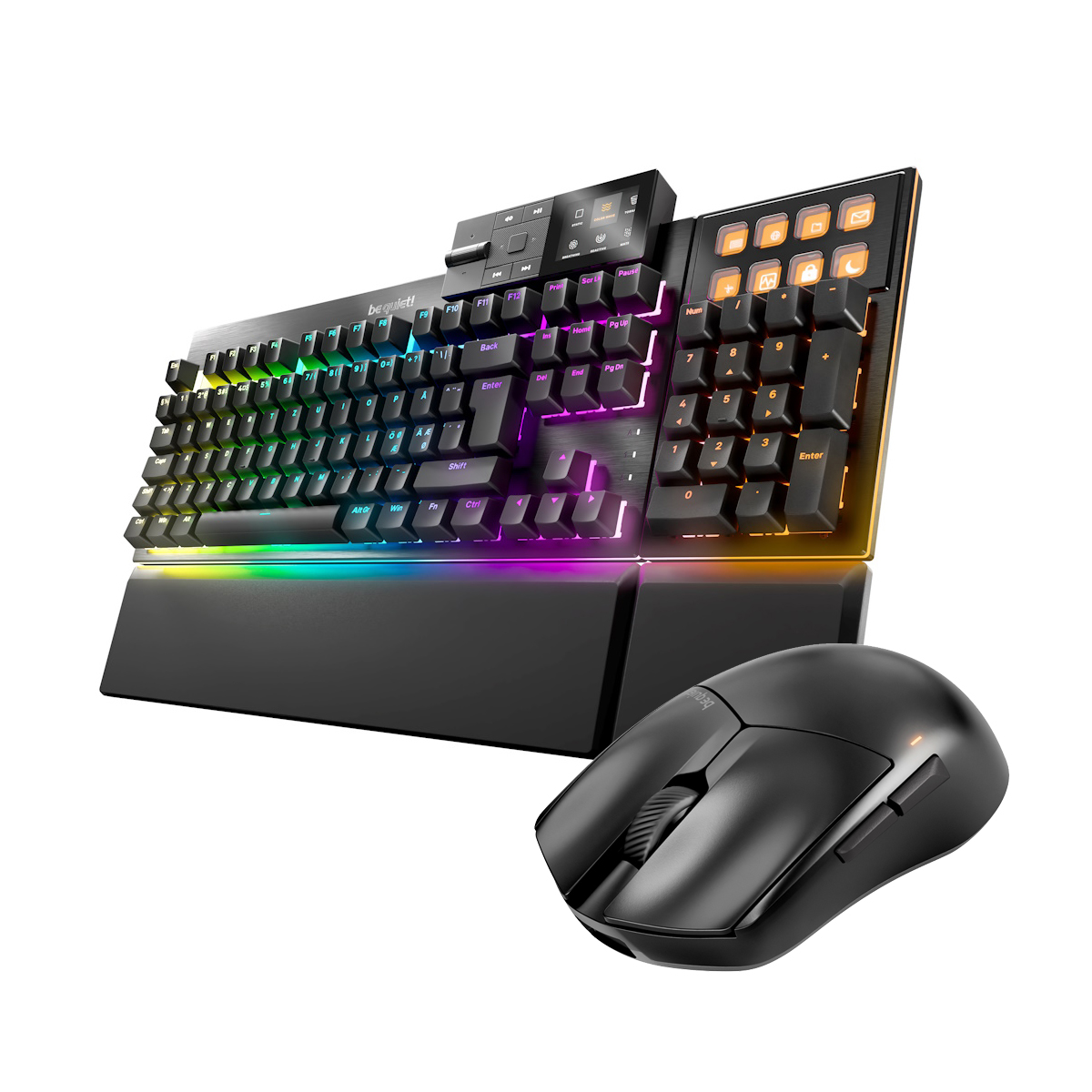 be quiet! Dark Mount Silent Tactile Tastatur - Gaming Tastatur mit geschmierten Taktilen Switches, 3 Schicht-Dämmung, Media Dock und entfernbarem Numm