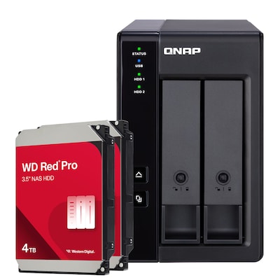 QNAP TR-002 8TB WD Red Pro HDD NAS-Bundle NAS-Erweiterungsgehäuse inkl. 2x 4TB WD Red Pro HDD 3.5 Zoll SATA