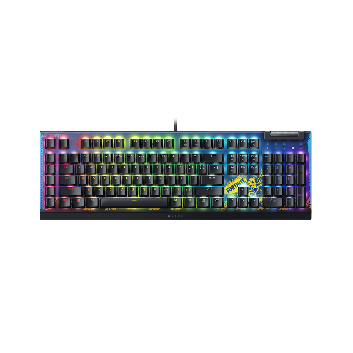 Razer BlackWidow V4 X Fortnite Edition (Yellow Switch) - Gaming Tastatur mit Razer Yellow Switches, 6 Makro-Tasten, Doub...