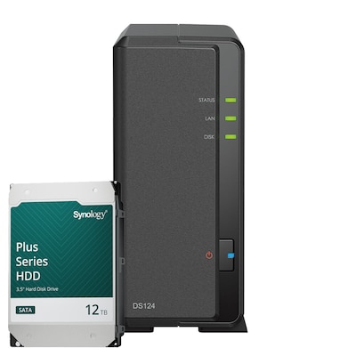 Thumbnail - Synology DS124 12TB Synology Plus HDD NAS-Bundle NAS inkl. 1x 12TB Synology Plus HDD 3.5 Zoll SATA