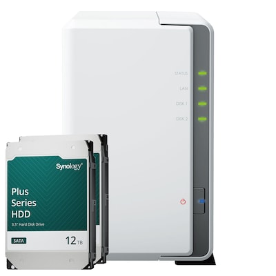 Synology DS223j 24TB Plus HDD NAS-Bundle NAS inkl. 2x 12TB Synology Plus HDD 3.5 Zoll SATA