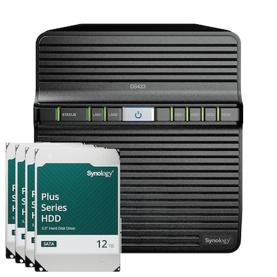 Synology DS423 48TB Plus HDD NAS-Bundle NAS inkl. 4x 12TB Plus HDD 3.5 Zoll SATA Festplatte