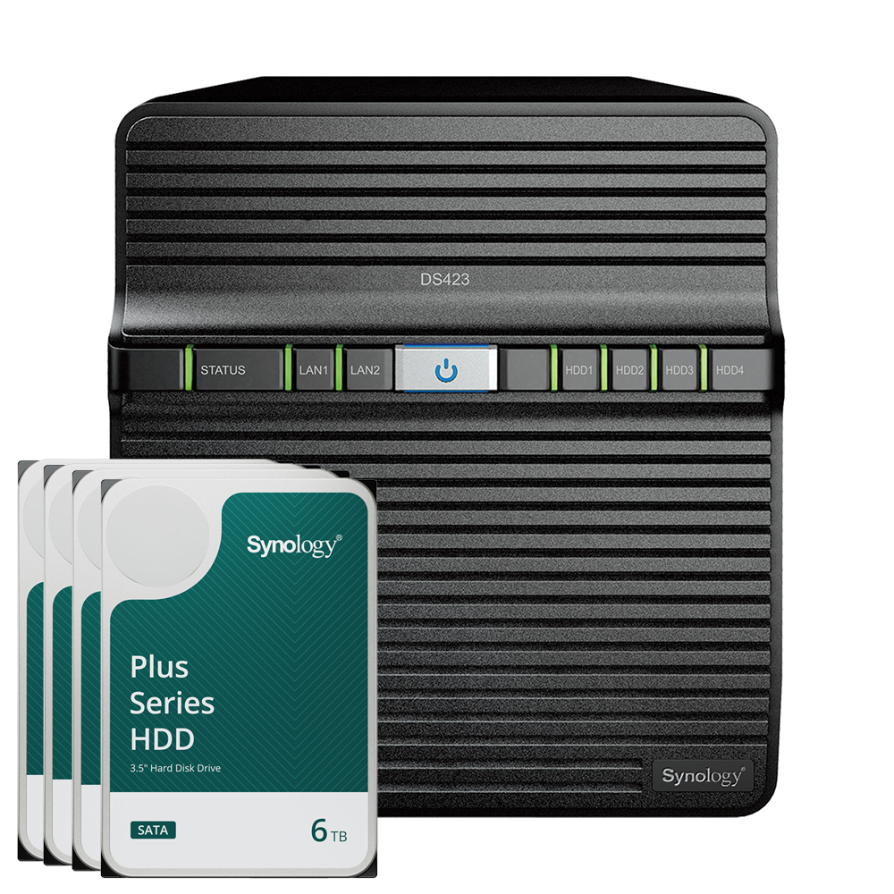 Synology DS423 24TB Plus HDD NAS-Bundle NAS inkl. 4x 6TB Plus HDD 3.5 Zoll SATA Festplatte