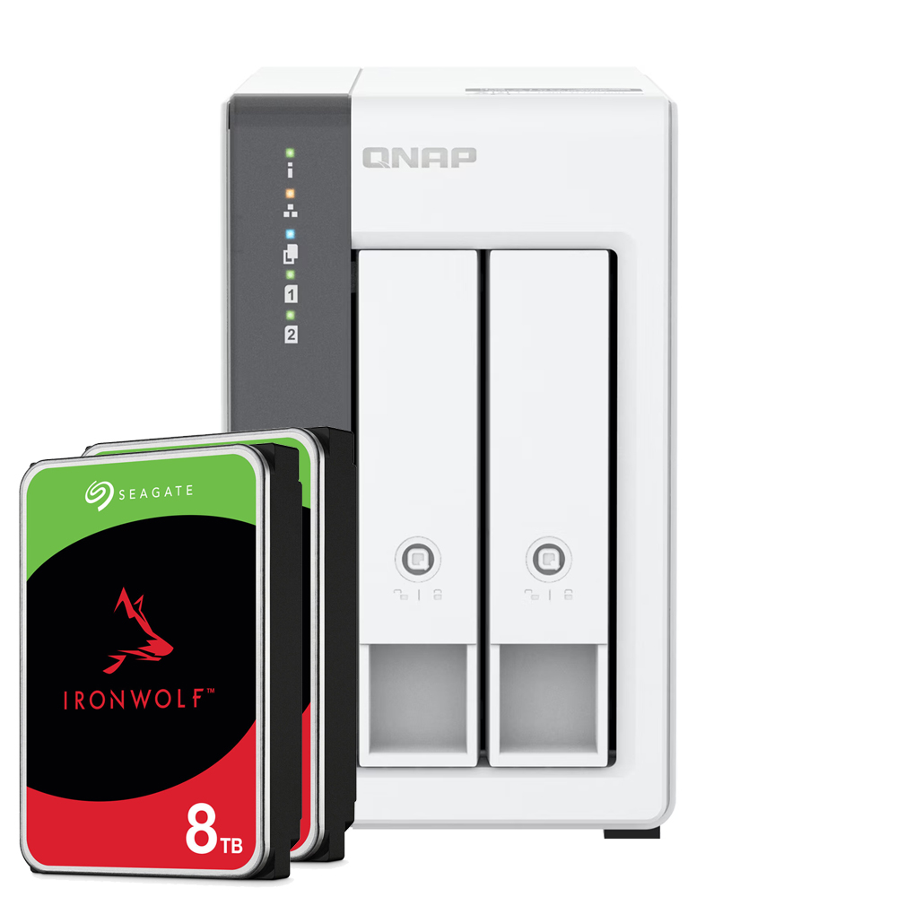 QNAP TS-216G 16TB Seagate IronWolf NAS-Bundle NAS inkl. 2x 8TB Seagate IronWolf 3.5 Zoll SATA Festplatte