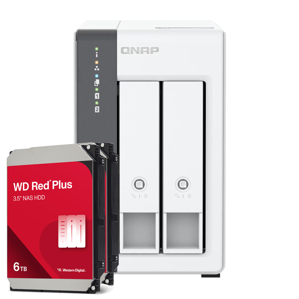 QNAP TS-216G 12TB WD Red Plus NAS-Bundle NAS inkl. 2x 6TB WD Red Plus 3.5 Zoll SATA Festplatte
