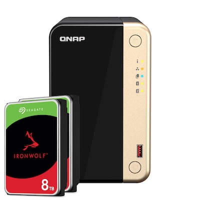 QNAP TS-264-8G 16TB Seagate IronWolf NAS-Bundle NAS inkl. 2x 8TB Seagate IronWolf 3.5 Zoll SATA Festplatte