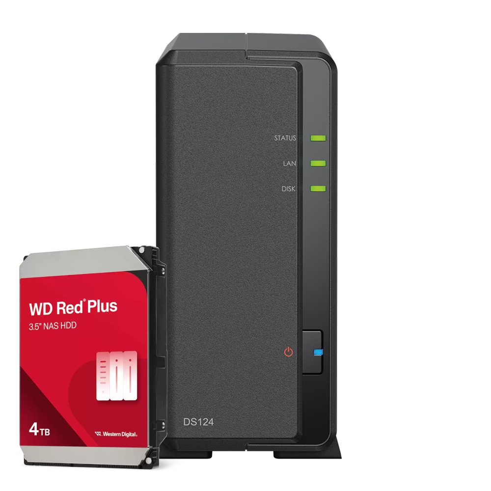 Synology DiskStation DS124 4TB WD Red Plus NAS-Bundle NAS inkl. 1x 4TB WD Red Plus 3.5 Zoll SATA Festplatte