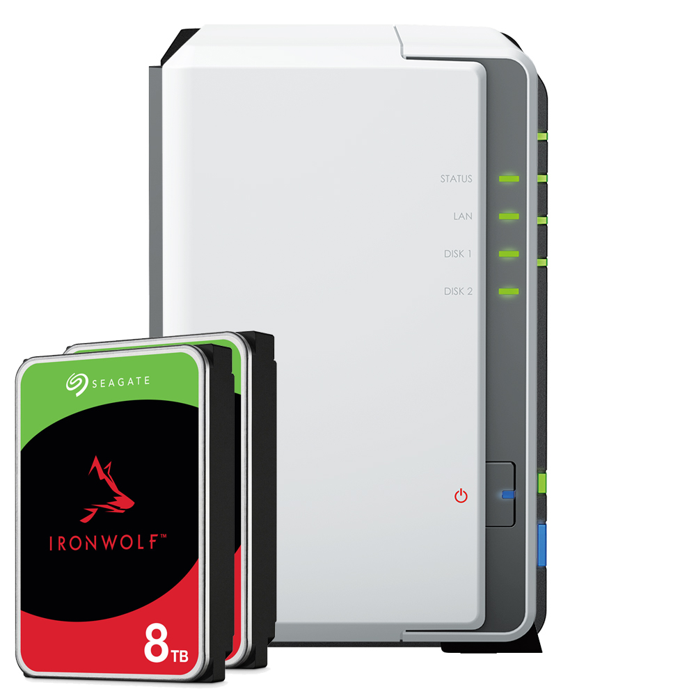 Synology DS223j 16TB IronWolf NAS-Bundle NAS inkl. 2x 8TB IronWolf 3.5 Zoll SATA Festplatte