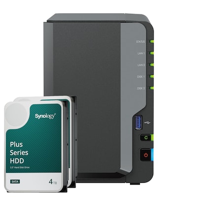 Synology DS224+ 8TB Plus HDD NAS-Bundle NAS inkl. 2x 4TB Synology Plus HDD 3.5 Zoll SATA