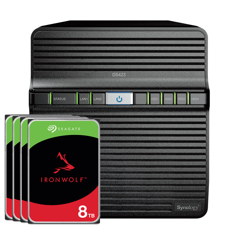 Synology DS423 32TB IronWolf NAS-Bundle NAS inkl. 4x 8TB IronWolf 3.5 Zoll SATA Festplatte