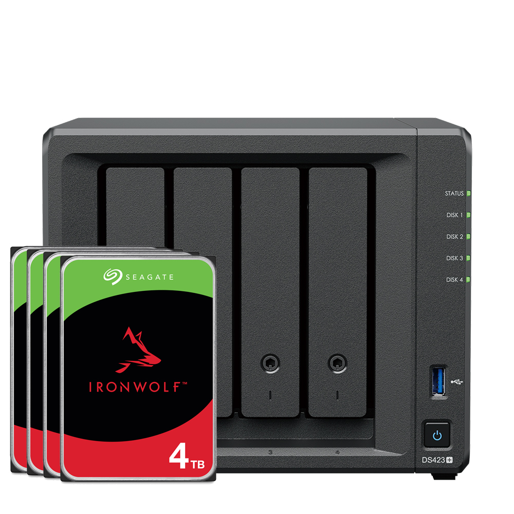 Synology DS423+ 16TB Seagate IronWolf NAS-Bundle NAS inkl. 4x 4TB Seagate IronWolf 3.5 Zoll SATA Festplatte
