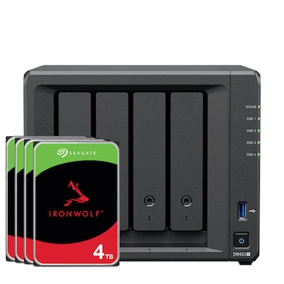 Synology DS423+ 16TB Seagate IronWolf NAS-Bundle NAS inkl. 4x 4TB Seagate IronWolf 3.5 Zoll SATA Festplatte