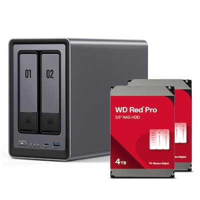 Thumbnail - UGREEN DXP2800 8TB WD Red Pro NAS-Bundle NAS inkl. 2x 4TB WD Red Pro 3.5 Zoll SATA Festplatte
