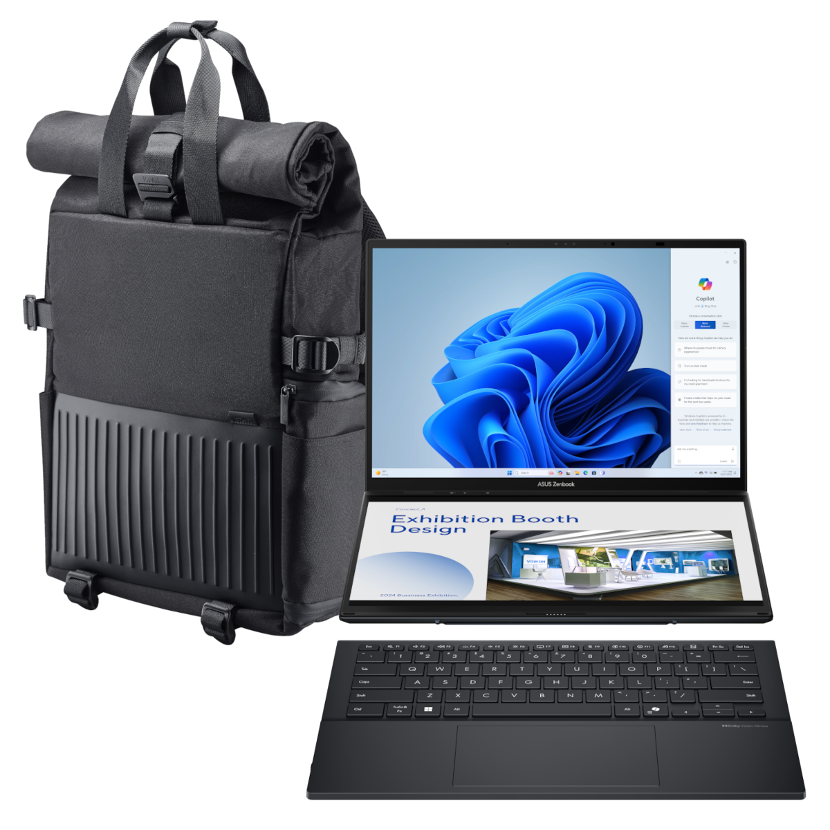 ASUS Zenbook Duo UX8406CA-QL194W + PP4600 PROART Rucksack - 14" WUXGA OLED, Intel Core Ultra 9-285H, 32GB RAM, 1TB SSD, Intel Arc, Windows 11